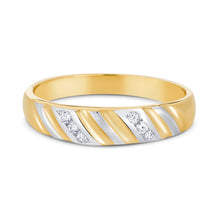 Ioka Jewelry - 14K Two Tone Solid Gold Cubic Zirconia CZ Women's - WEDDING BAND ONLY
