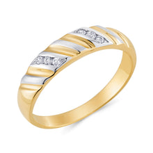 Ioka Jewelry - 14K Two Tone Solid Gold Cubic Zirconia CZ Women's - WEDDING BAND ONLY