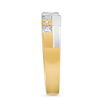 Ioka Jewelry - 14K Two Tone Solid Gold Cubic Zirconia CZ Ring Men's Band