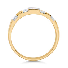 Ioka Jewelry - 14K Two Tone Solid Gold Cubic Zirconia CZ Ring Men's Band