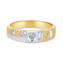 Ioka Jewelry - 14K Two Tone Solid Gold Cubic Zirconia CZ Women's - WEDDING BAND ONLY