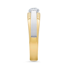 Ioka Jewelry - 14K Two Tone Solid Gold Cubic Zirconia CZ Ring Men's Band