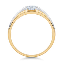Ioka Jewelry - 14K Two Tone Solid Gold Cubic Zirconia CZ Ring Men's Band