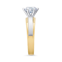 Ioka Jewelry - 14K Two Tone Solid Gold 1 Ct. Round Cut Solitaire Cubic Zirconia CZ Wedding Engagement Ring Set