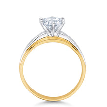 Ioka Jewelry - 14K Two Tone Solid Gold 1 Ct. Round Cut Solitaire Cubic Zirconia CZ Wedding - ENGAGEMENT RING ONLY