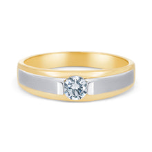 Ioka Jewelry - 14K Two Tone Solid Gold Cubic Zirconia CZ Women's - WEDDING BAND ONLY