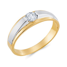 Ioka Jewelry - 14K Two Tone Solid Gold Cubic Zirconia CZ Women's - WEDDING BAND ONLY