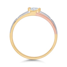 Ioka Jewelry - 14K Tri Color Solid Gold Cubic Zirconia CZ Ring Men's Band