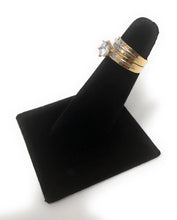 Ioka Jewelry - 14K Two Tone Solid Gold 0.75 Ct. Round Cut Cubic Zirconia CZ Wedding Engagement Ring Set