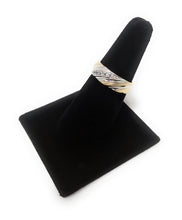 Ioka Jewelry - 14K Two Tone Solid Gold Cubic Zirconia CZ Men's Wedding Band
