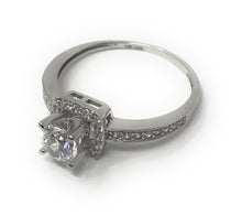Ioka Jewelry - 14K White Solid Gold 1 Ct. Round Cut Cubic Zirconia Square Pave CZ Wedding Engagement Ring