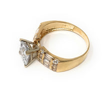 Ioka Jewelry - 14K Yellow Solid Gold 1 Ct. Princess Cut Cubic Zirconia CZ Fancy Wedding Engagement Ring
