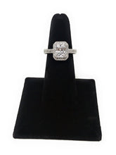 Ioka Jewelry - 14K White Solid Gold 2 Ct. Emerald Cut Cubic Zirconia CZ with Halo Wedding Engagement Ring