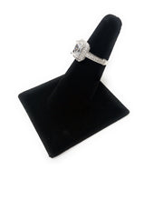 Ioka Jewelry - 14K White Solid Gold 2 Ct. Emerald Cut Cubic Zirconia CZ with Halo Wedding Engagement Ring