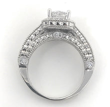 Ioka Jewelry - 14K White Solid Gold 2 Ct. Emerald Cut Cubic Zirconia CZ with Halo Wedding Engagement Ring