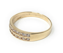 Ioka Jewelry - 14K Yellow Solid Gold Cubic Zirconia CZ Dual Row Band