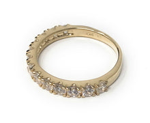 Ioka Jewelry - 14K Yellow Solid Gold 2MM Cubic Zirconia CZ Women's Half Eternity Wedding Anniversary Band