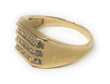 Ioka Jewelry - 14K Yellow Solid Gold 10MM Tri Row Cubic Zirconia CZ Men's Ring