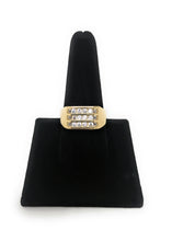 Ioka Jewelry - 14K Yellow Solid Gold 10MM Tri Row Cubic Zirconia CZ Men's Ring