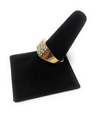 Ioka Jewelry - 14K Yellow Solid Gold 10MM Tri Row Cubic Zirconia CZ Men's Ring