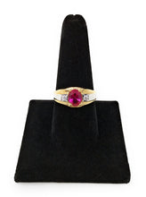 Ioka Jewelry - 14K Yellow Solid Gold 9MM Red Cubic Zirconia CZ Men's Ring