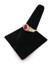 Ioka Jewelry - 14K Yellow Solid Gold 9MM Red Cubic Zirconia CZ Men's Ring