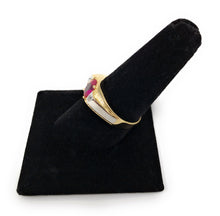 Ioka Jewelry - 14K Yellow Solid Gold 9MM Red Cubic Zirconia CZ Men's Ring