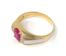 Ioka Jewelry - 14K Yellow Solid Gold 9MM Red Cubic Zirconia CZ Men's Ring