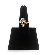 Ioka Jewelry - 14K Tri Color Solid Gold Cubic Zirconia CZ Fancy Dolphin with Heart Ring