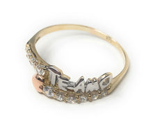 Ioka Jewelry - 14K Tri Color Solid Gold Cubic Zirconia CZ Te Amo Heart Ring
