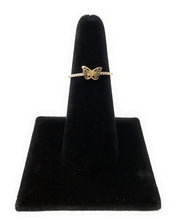 Ioka Jewelry - 14K Yellow Solid Gold Cubic Zirconia CZ Small Butterfly Fancy Ring
