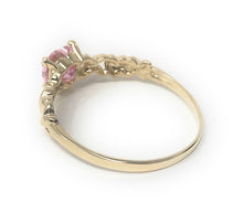 Ioka Jewelry - 14K Yellow Solid Gold Pink Heart Shaped Cubic Zirconia CZ Fancy Ring