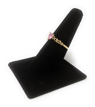 Ioka Jewelry - 14K Yellow Solid Gold Pink Heart Shaped Cubic Zirconia CZ Fancy Ring