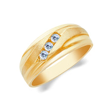 Ioka Jewelry - 14K Yellow Solid Gold Cubic Zirconia CZ Men's Wedding Band