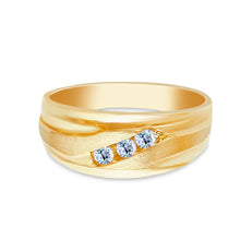 Ioka Jewelry - 14K Yellow Solid Gold Cubic Zirconia CZ Men's Wedding Band