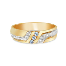 Ioka Jewelry - 14K Two Tone Solid Gold Cubic Zirconia CZ Men's Wedding Band