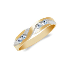 Ioka Jewelry - 14K Two Tone Solid Gold Cubic Zirconia CZ Men's Wedding Band