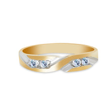 Ioka Jewelry - 14K Two Tone Solid Gold Cubic Zirconia CZ Men's Wedding Band