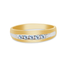Ioka Jewelry - 14K Two Tone Solid Gold Cubic Zirconia CZ Men's Wedding Band