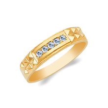 Ioka Jewelry - 14K Yellow Solid Gold Cubic Zirconia CZ Men's Wedding Band
