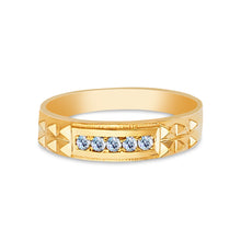 Ioka Jewelry - 14K Yellow Solid Gold Cubic Zirconia CZ Men's Wedding Band
