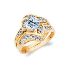 Ioka Jewelry - 14K Yellow Solid Gold 1.25 Ct. Round Cut Cubic Zirconia CZ Wedding Ring Set