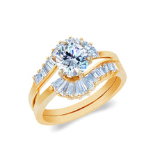 Ioka Jewelry - 14K Yellow Solid Gold 1.25 Ct. Round Cut Cubic Zirconia CZ Wedding Ring Set