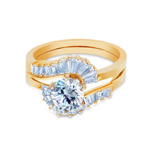 Ioka Jewelry - 14K Yellow Solid Gold 1.25 Ct. Round Cut Cubic Zirconia CZ Wedding Ring Set