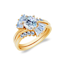 Ioka Jewelry - 14K Yellow Solid Gold 1.25 Ct. Round Cut Cubic Zirconia CZ Wedding Ring Set