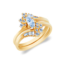 Ioka Jewelry - 14K Yellow Solid Gold 0.5 Ct. Marquise Cut Cubic Zirconia CZ Wedding Ring Set
