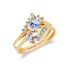 Ioka Jewelry - 14K Yellow Solid Gold 1 Ct. Round Cut Cubic Zirconia CZ Wedding Ring Set
