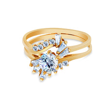 Ioka Jewelry - 14K Yellow Solid Gold 1 Ct. Round Cut Cubic Zirconia CZ Wedding Ring Set