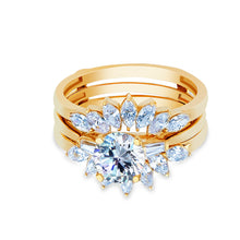 Ioka Jewelry - 14K Yellow Solid Gold 1 Ct. Round Cut Cubic Zirconia CZ Wedding Ring Set
