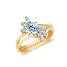 Ioka Jewelry - 14K Yellow Solid Gold 1 Ct. Round Cut Cubic Zirconia CZ Wedding Ring Set